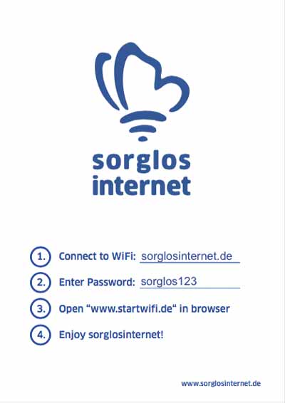sorglosinternet Infomaterial/Handout für Gäste englisch