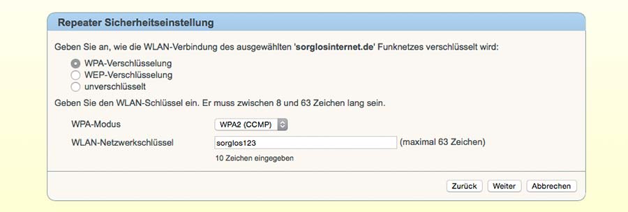sorglosinternet Erweiterung Fritz WLAN Repeater 450 - Schritt 5